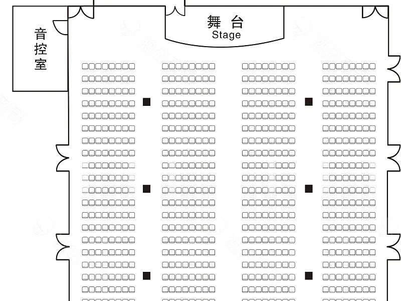 北约客厅剧院式摆台平面图